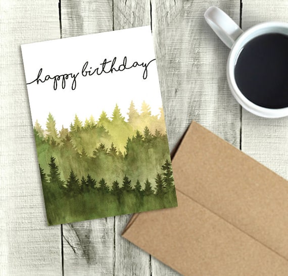 Printable Birthday Card For Him Happy Birthday Watercolor Forest Pdf Instant Download 5x7 Greeting Card Dad Printable Birthday Card For Him Happy Birthday Watercolor Forest Pdf Instant Download 5x7 Greeting Card Dad