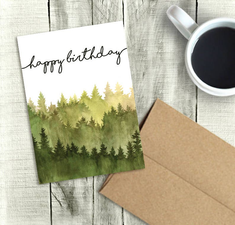 Printable Birthday Card For Him Happy Birthday Watercolor Etsy