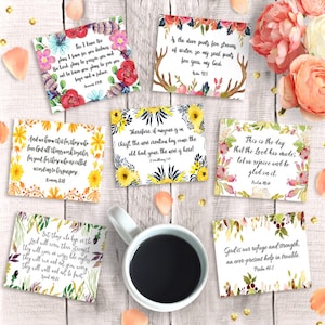 Cartões com versículos bíblicos - imprimíveis 3" x 2,5", download instantâneo, 9 etiquetas inspiradoras para pendurar com escrituras, folha de colagem para diário de arte, scrapbooking digital