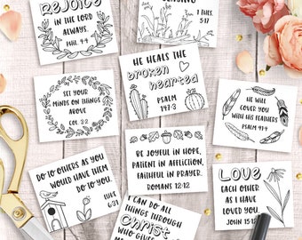 Printable Scripture Cards: Bible Verse Coloring, Prayer Notes (Digital Download)