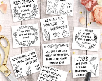 Printable Scripture Cards - Bible Verse Coloring, Instant Download, Blank Prayer Notes, Encouragement Notes, Prayer Journaling, Bookmarks