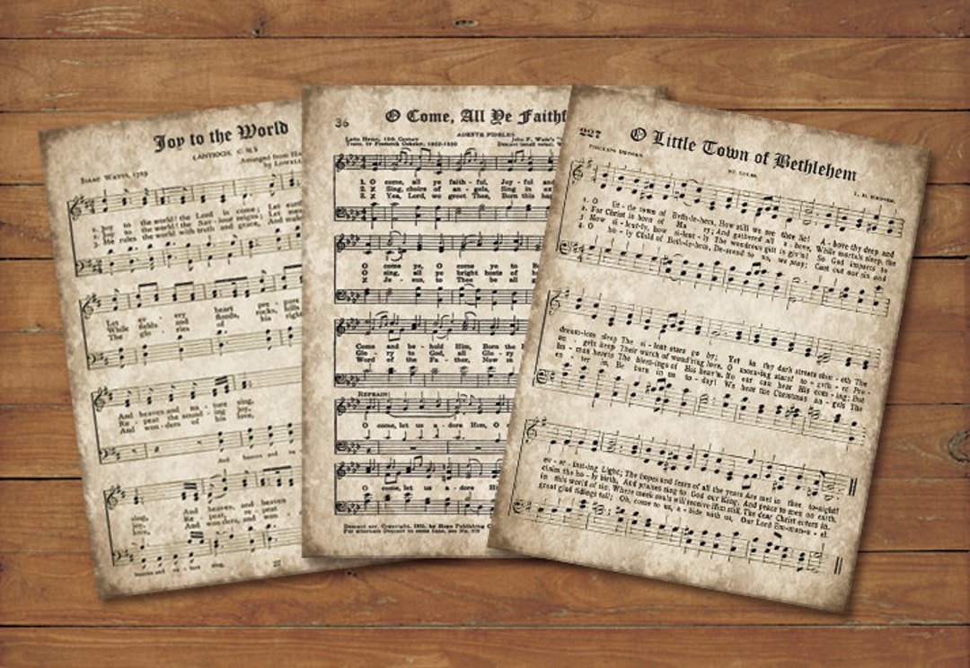 Vintage Christmas Carols, Set of 3, INSTANT DOWNLOAD, Sheet Music Hymn ...