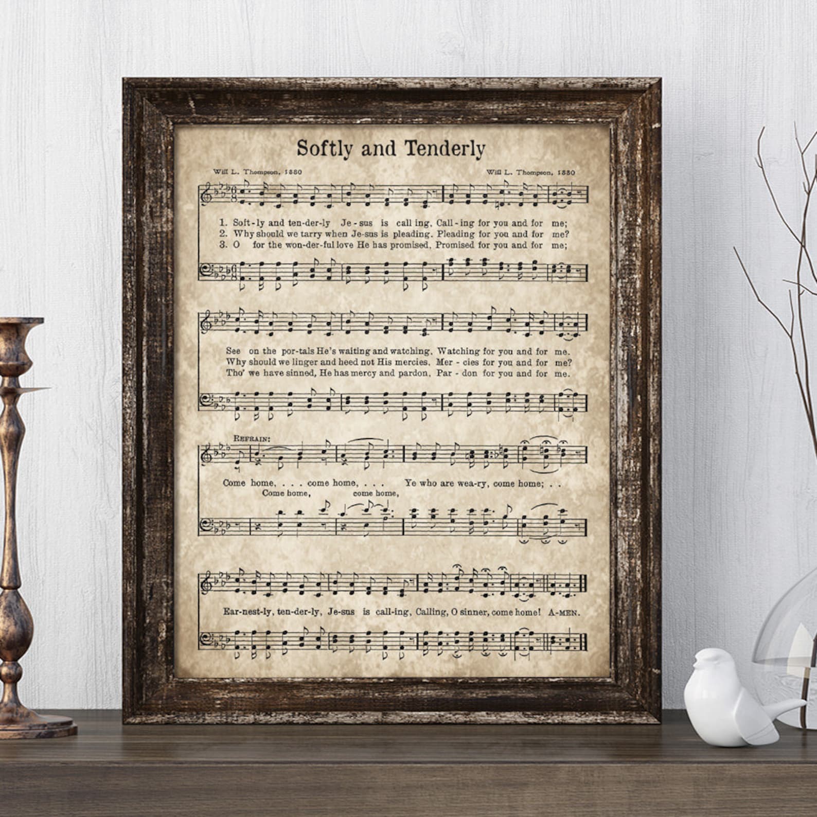 Softly and Tenderly Printable Vintage Sheet Music Instant Etsy Canada
