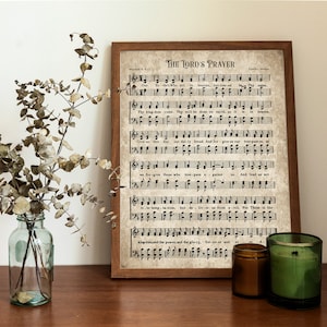 Das Vaterunser Print, Hymne druckbare, Vintage Noten, Sofort Download, antike Hymne, Bauernhaus Dekor, gealterte Hymne Wandkunst