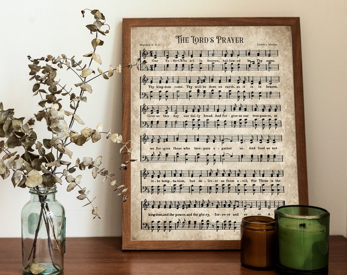 The Lord's Prayer Print, Hymn Printable, Vintage Sheet Music, Instant ...