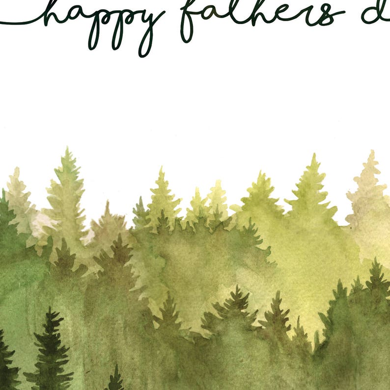 Happy Father's Day Card, Digital Printable, Watercolor Forest, PDF Instant Download, 5x7 Greeting, Dad, Brother, Husband, Son, Grandpa image 3