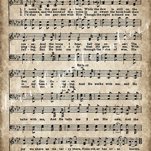 Old Hymn Print Set of 5, Printable Vintage Sheet Music, Amazing Grace, Old Rugged Cross, Instant ...