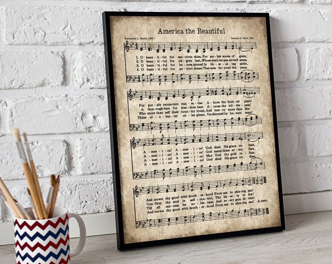 America the Beautiful Print, Printable Vintage Sheet Music, Instant ...