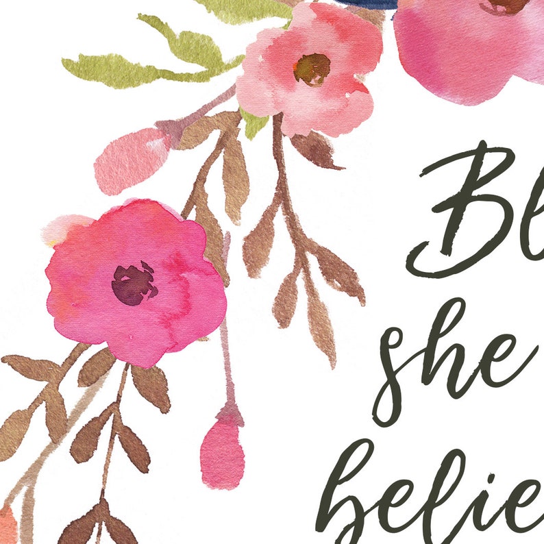 Luke 1 45 Printable Blessed Is She Who Believes Print Etsy
