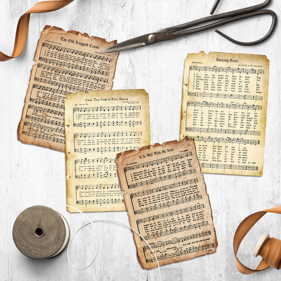 Printable Tattered Hymn Cards — Down the Path Creations