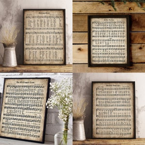 Old Hymn Print Set of 5, Printable Vintage Sheet Music, Amazing Grace, Old Rugged Cross, Instant Download, Inspirational, Christian Art, PDF