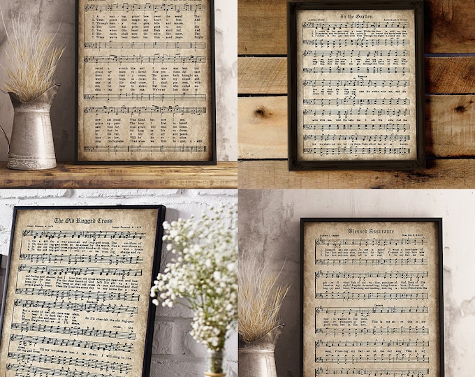 Old Hymn Print Set of 5 Printable Vintage Sheet Music - Etsy