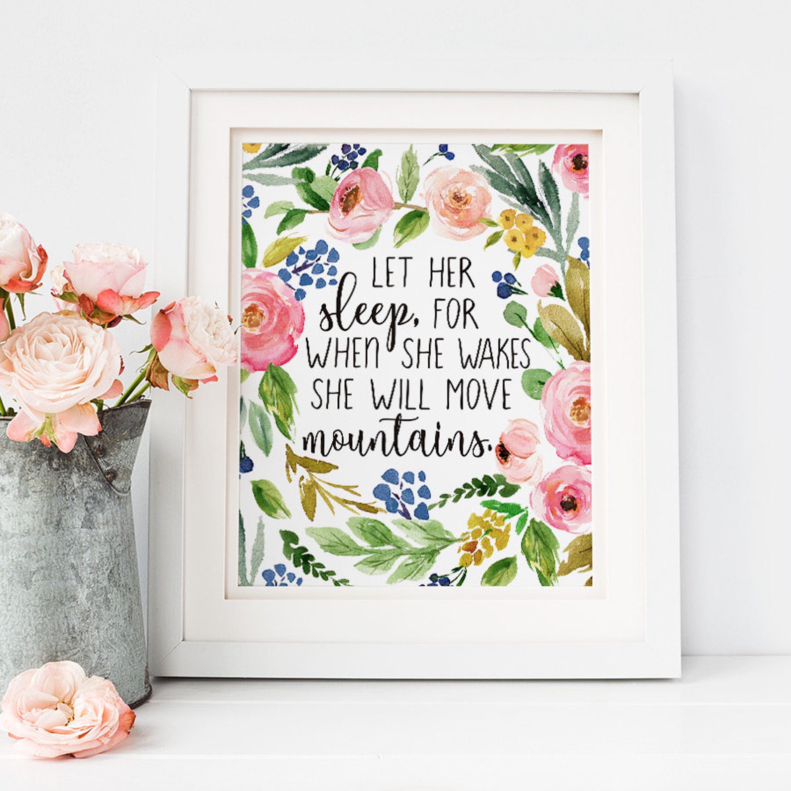 Let Her Sleep Printable for When She Wakes Print Floral - Etsy