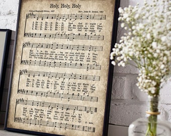 Holy, Holy, Holy, Printable Vintage Hymn, Instant Download, Aged Antique Sheet Music, Inspirational, Vintage Farmhouse Decor, Hymnal Page