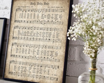 Holy, Holy, Holy, Printable Vintage Hymn, Instant Download, Aged Antique Sheet Music, Inspirational, Vintage Farmhouse Decor, Hymnal Page