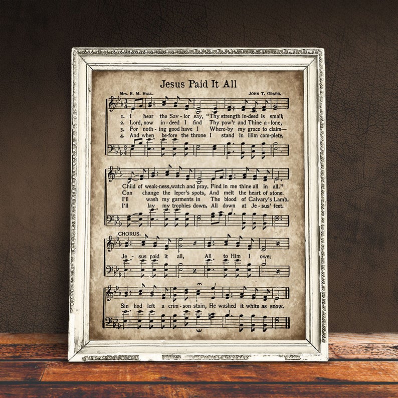 Jesus Paid It All Print Printable Vintage Sheet Music - Etsy
