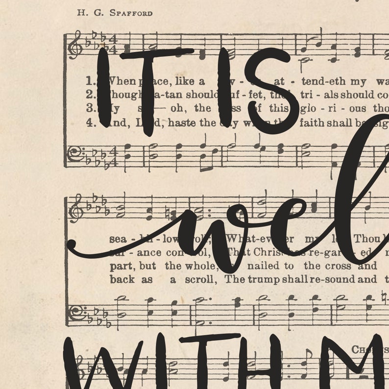 Hand Lettered It Is Well With My Soul Print Printable Etsy