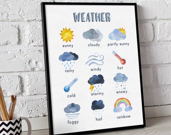 Weather Chart Printable: Montessori Homeschool Poster (Digital Download)