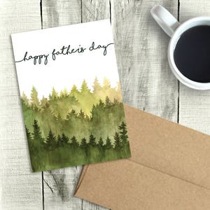 Happy Father's Day Card, Digital Printable, Watercolor Forest, PDF Instant Download, 5x7 Greeting, Dad, Brother, Husband, Son, Grandpa image 1