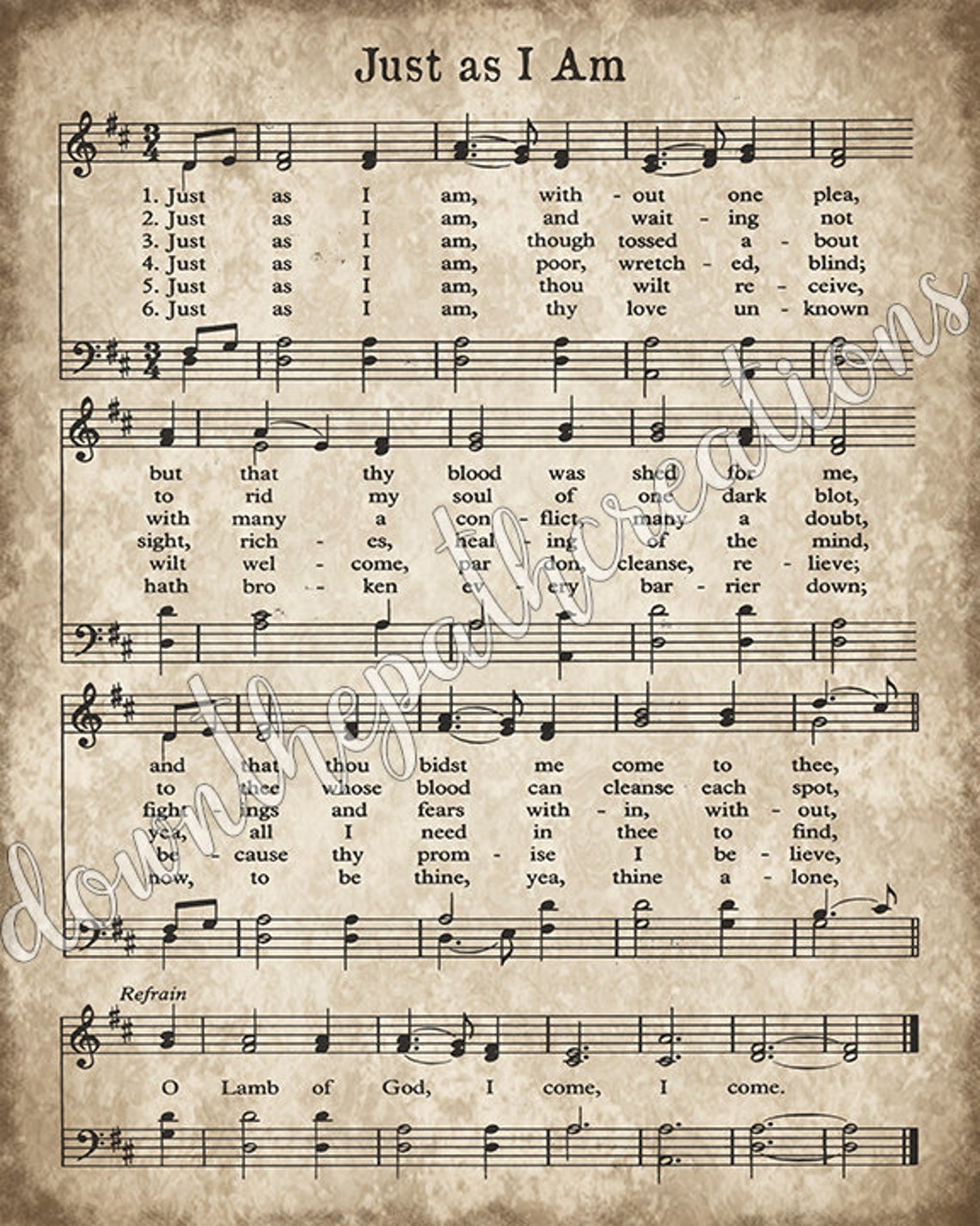 Just as I Am Hymn Print Printable Vintage Sheet Music - Etsy