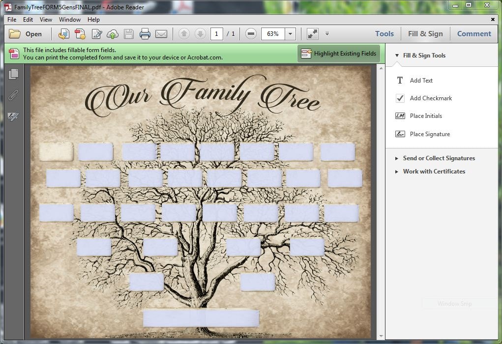 Custom Family Tree Printable 5 Generation Template, INSTANT DOWNLOAD ...