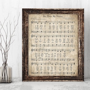 Be Thou My Vision Print, Printable Vintage Sheet Music, Instant Download, Antique Hymn, Inspirational Quote, Farmhouse Decor, Christian Art