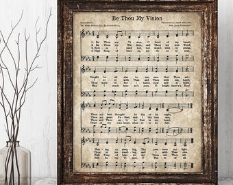 Be Thou My Vision Print, Afdrukbare Vintage Bladmuziek, Instant Download, Antieke Hymne, Inspirerend Citaat, Decor van de boerderij, Christelijke kunst