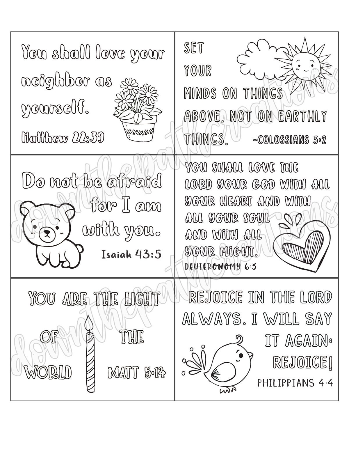 Kids Bible Verse Coloring Cards Printable 3x 4 - Etsy