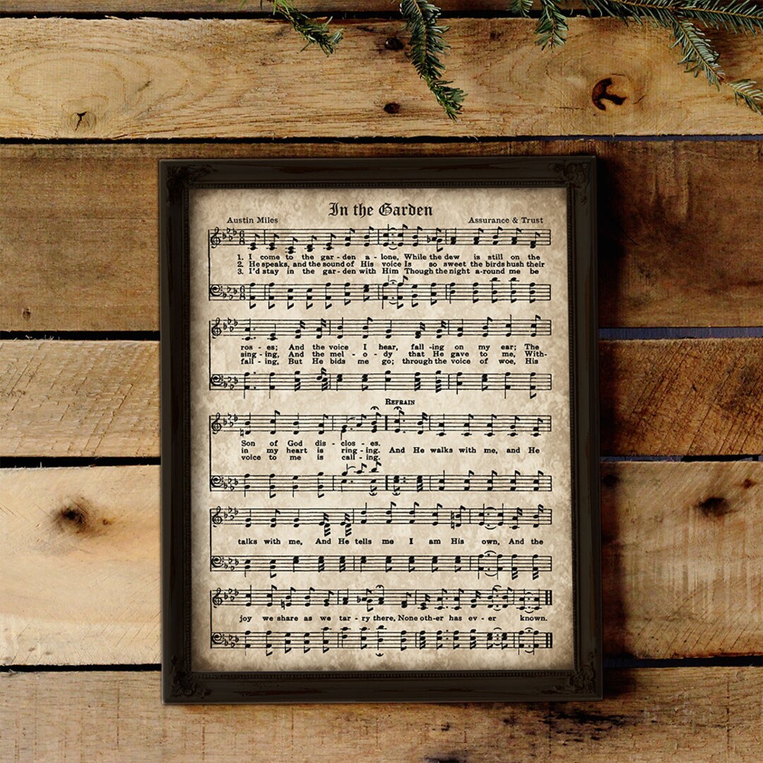 Hymnal Page, in the Garden, Printable Vintage Sheet Music