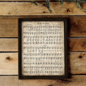 Hymnal Page, In the Garden, Printable Vintage Sheet Music, Instant Download, Aged Antique Hymn, Christian Wall art, Church Decor
