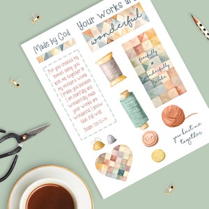 Made by God Journal Kit, Psalm 139 Printable, Fearfully Wonderfully, Instant Download, Quilt Journaling Page, Vintage Hymn, Prayer Template