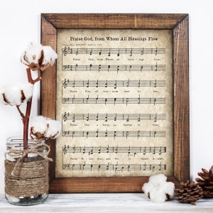 Doxology Hymn Printable, Praise God From Whom All Blessings Flow Print, Vintage Sheet Music, Instant Download, Antique Hymn, Farmhouse Decor