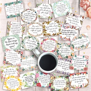 45 schede stampabili con versetti biblici, 3"x2,5", download immediato, etichette da appendere ispirate alle Scritture, foglio collage per diario d'arte, journaling biblico
