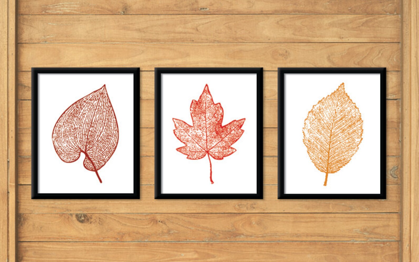 Set of 3 Fall Leaf Prints - Instant Download - Leaf Skeleton, Leaves ...
