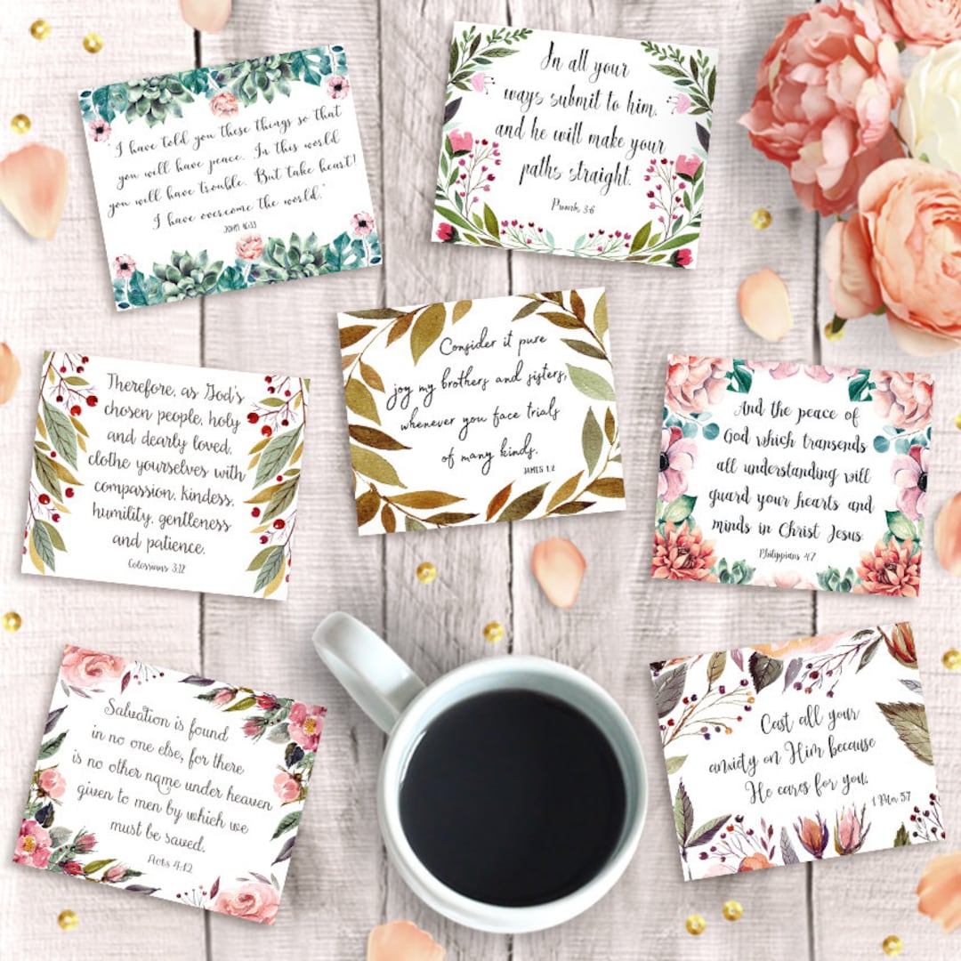 Scripture Cards, Printable 3"x2.5", Instant Download, 9 Inspirational ...