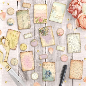 Pegatinas vintage para diario bíblico: tarjetas imprimibles, descarga instantánea, notas de oración en blanco, etiquetas colgantes, hojas de collage, scrapbooking digital