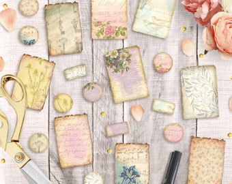 Vintage Bible Journal Stickers - Printable Journaling Cards, Instant Download, Blank Prayer Notes, Hang Tags, Collage Sheet, Digital Scrap