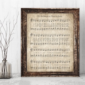 Tis So Sweet Hymn Print, Printable Vintage Sheet Music, Instant Download, Antique Hymnal, Christian Art, Farmhouse Decor, Scrapbook Paper