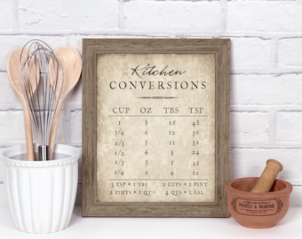 Tableau de conversion de cuisine, impression de cuisine de ferme, TÉLÉCHARGEMENT IMMÉDIAT, art mural vintage, décoration de maison de ferme, enseigne rustique, citation de cuisine