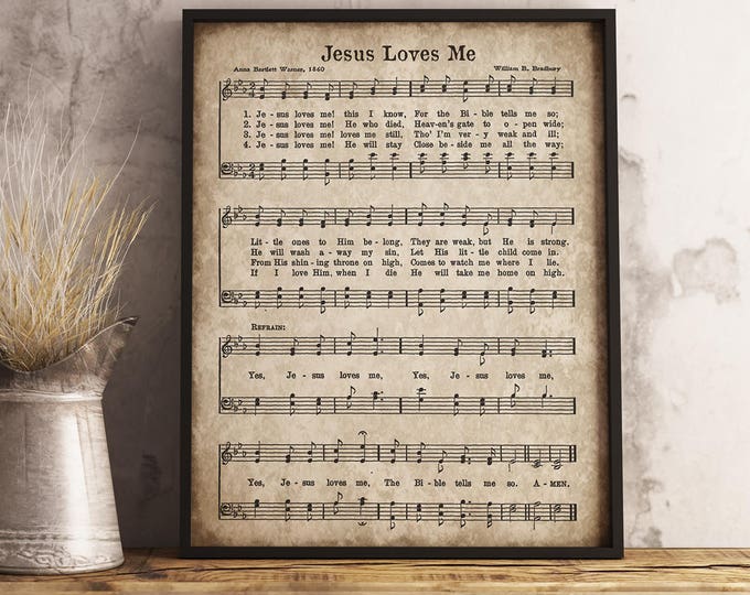 Jesus Loves Me, Printable Vintage Hymn, Sheet Music Print, Instant ...