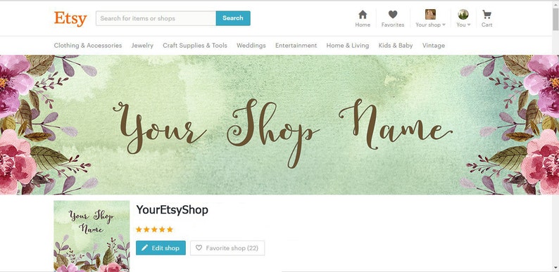 Etsy Cover Photo Set Shop Icon Custom Listing Image Spring | Etsy