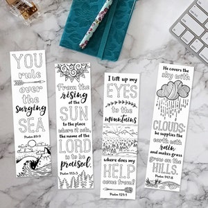 Scripture Bookmark Coloring, Psalms Printable, Instant Download, Journal Color In, Bible Verse Margins, Journaling Collage,  Art Template