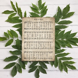 Rock of Ages Print, Printable Vintage Sheet Music, Instant Download, Antique Hymn, Hymnal Page, Christian Wall Art, Church Decor, PDF