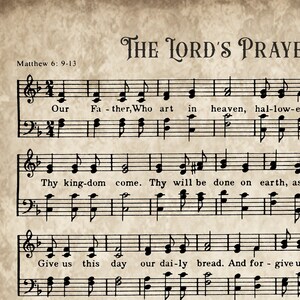 The Lord's Prayer Print, Hymn Printable, Vintage Sheet Music, Instant ...