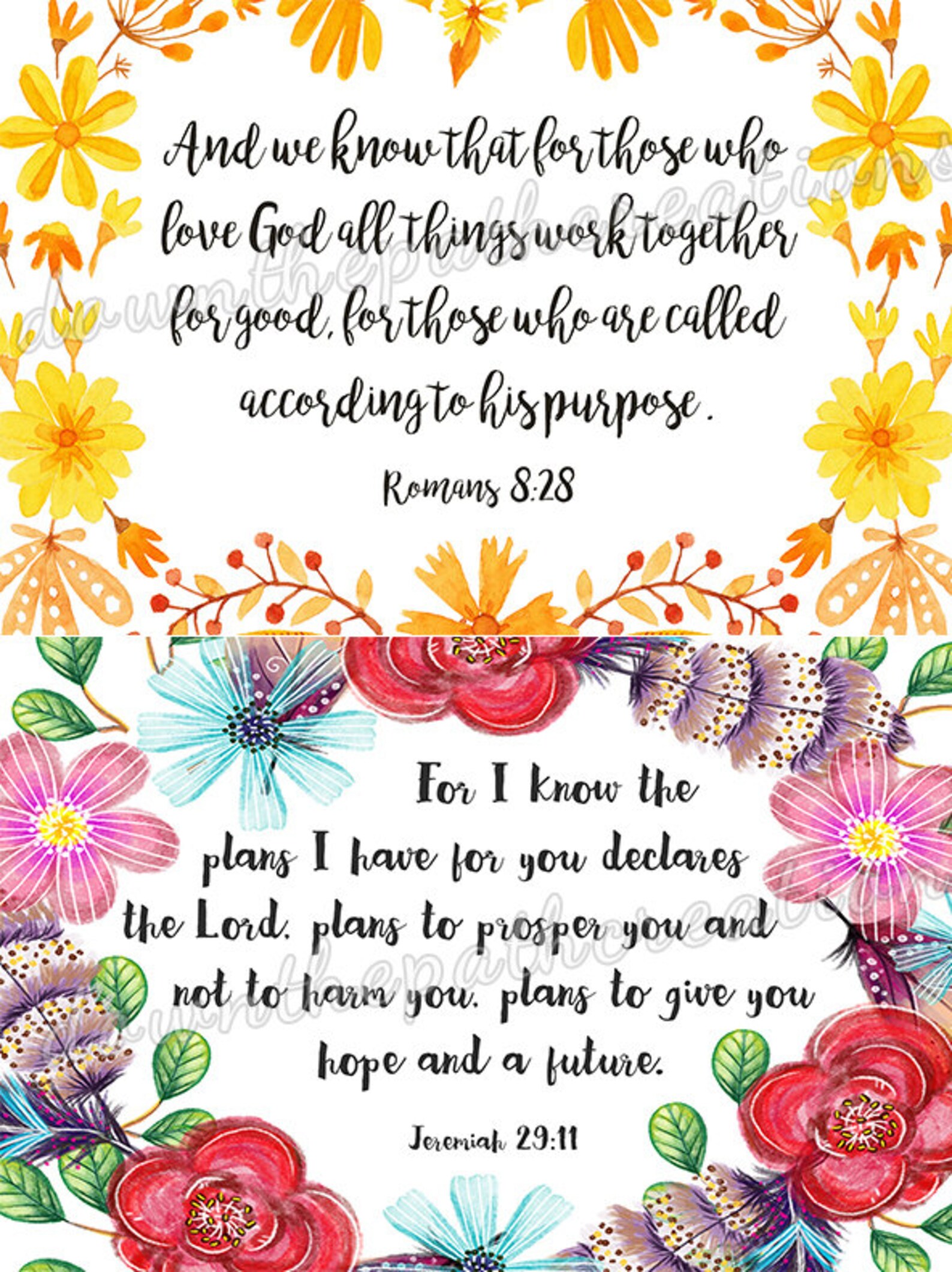 Bible Verse Cards Set Of 5 Printable Instant Download 4x6 Etsy printable-bible-verse-cards
