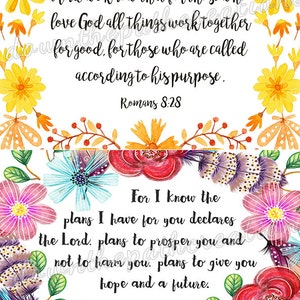 Bible Verse Cards, Set of 5, Printable, Instant Download, 4x6 Print ...