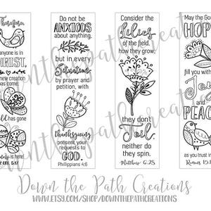 Coloring Bible Bookmarks Printable, Instant Download, Color In, Verse Journal Margins, Art Journaling Collage Sheet, Scripture Template image 3