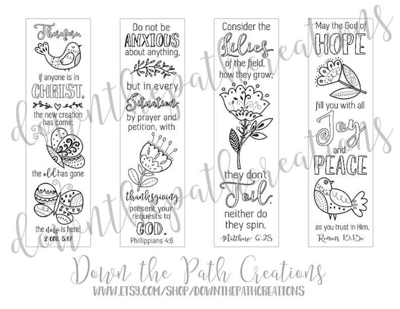 Coloring Bible Bookmarks Printable, Instant Download, Color In, Verse Journal Margins, Art Journaling Collage Sheet, Scripture Template image 3