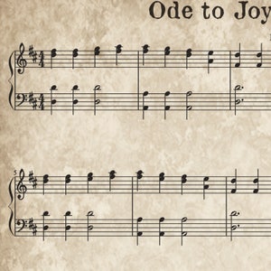 Ode to Joy, Printable Vintage Sheet Music, Instant Download, Beethoven ...