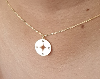 Compass necklace, Wind rose necklace , charm necklace, minimalist, gold necklace, silver necklace,trendy, gift for travelers